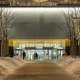 световая гирлянда бахрома на фасаде торгового здания